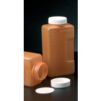 Flacon 2L pour urine 24h en polyéthylène marron rectangulaire gradué cape à vis jointée blanche non montée
