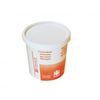 Pot 1L pour pièce anatomique avec aplat orange en polystyrène blanc cape à pression blanche