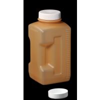 Flacon 2,7L pour urine 24h en polyéthylène marron carré gradué cape à vis jointée blanche avec poignée