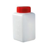 Flacon 250ml en polyéthylène carré cape à vis rouge simple fermeture large ouverture 