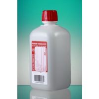 Flacon 500ml avec 10mg thiosulfate de sodium en polyéthylène cape à vis inviolable rouge irradié emballage unitaire