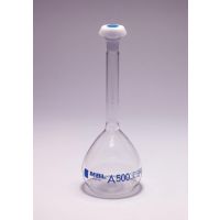 Fiole jaugée en verre MBL® classe A col rodé avec bouchon en polyéthylène
