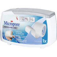 Sparadrap Micropore™ 3M™ en non-tissé 9mx2,5cm avec dévidoir refermable