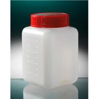 Flacon 500ml  en polyéthylène carré cape à vis rouge simple fermeture large ouverture irradié